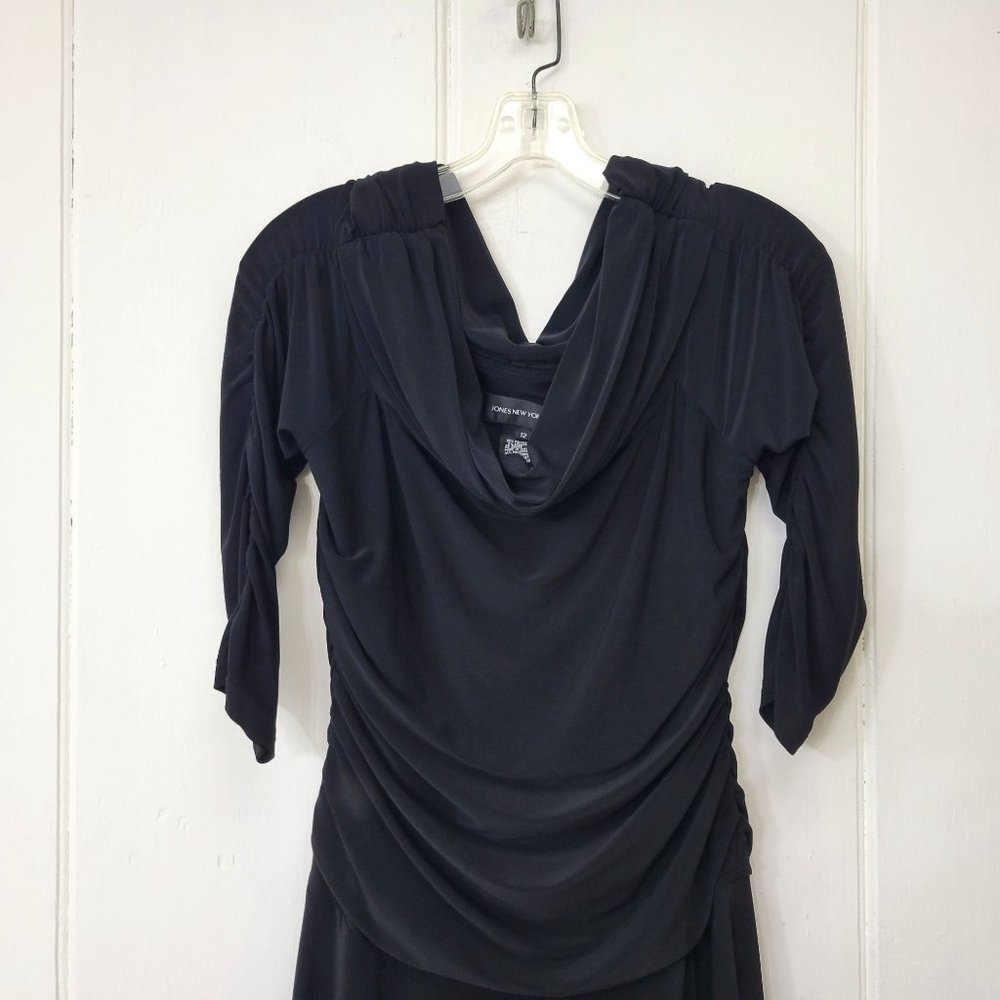 Jones New York Black Jersey Cowl Neck Dress - Picture 3 of 4